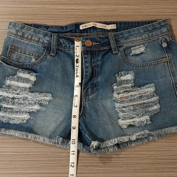Distressed Denim Shorts by Romeo & Juliet Couture - Picture 4 of 13